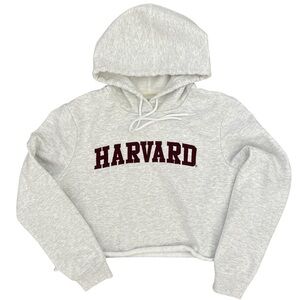 League Women’s Harvard Heather Gray Cropped Hoodie Size Small